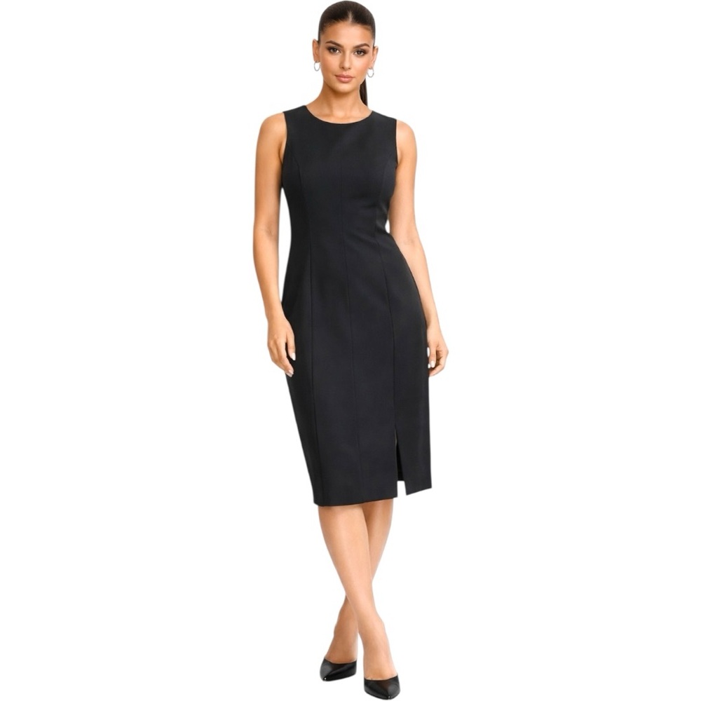 Ann Taylor Black Sheath Midi Dress Sleeveless Work Office NWT Size 2